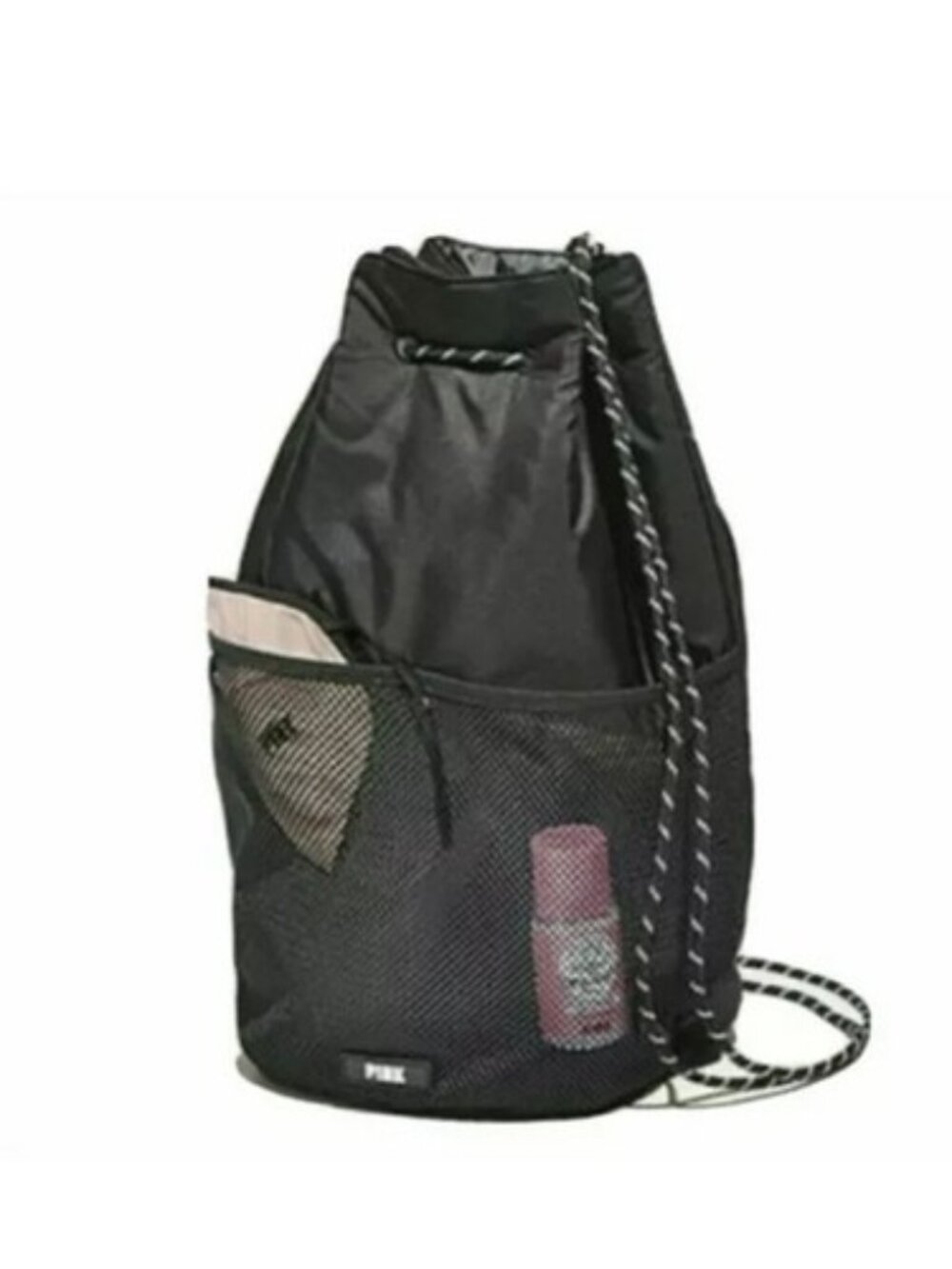 PINK Victoria's Secret Black Drawstring Sling Backpack Bag